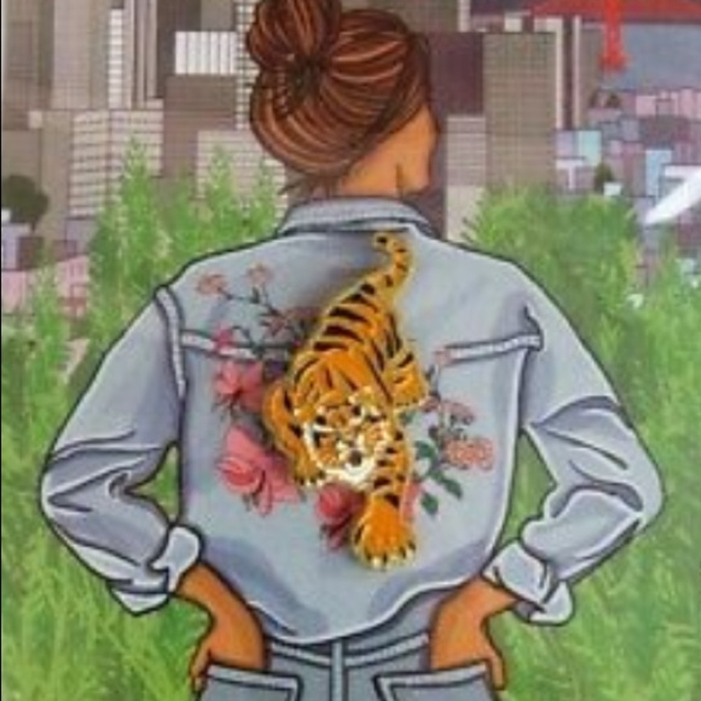 Farmgirl Flowers Enamel Bengal Tiger Lapel Pin Brooch